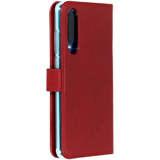 Selencia - Genuine Leather Bookcase voor Huawei P30 - Red
