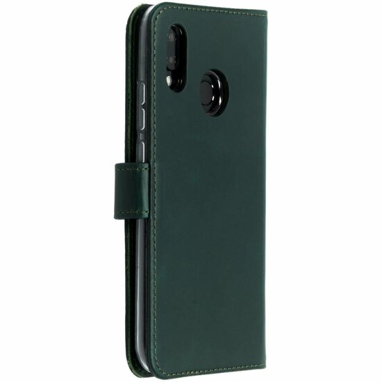 Selencia - Genuine Leather Bookcase voor Huawei P20 Lite - Green