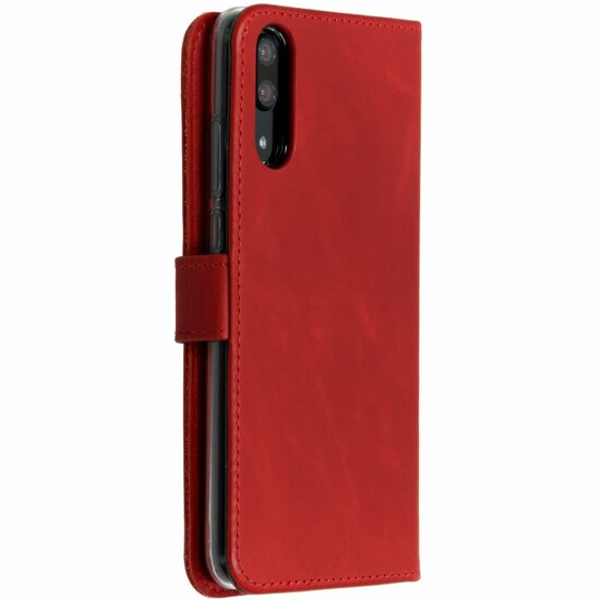 Selencia - Genuine Leather Bookcase voor Huawei P20 - Red
