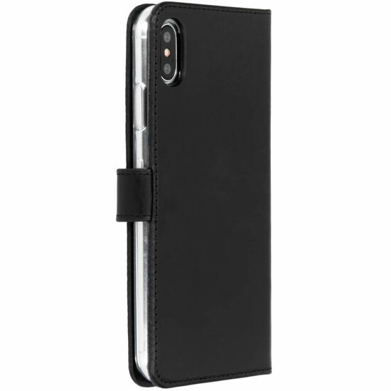 Selencia - Genuine Leather Bookcase voor Apple iPhone Xs Max - Black