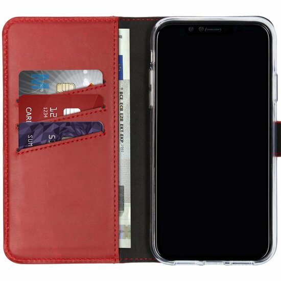 Selencia - Genuine Leather Bookcase voor Apple iPhone Xr - Red