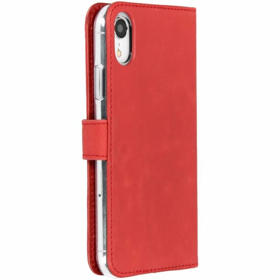 Selencia - Genuine Leather Bookcase voor Apple iPhone Xr - Red