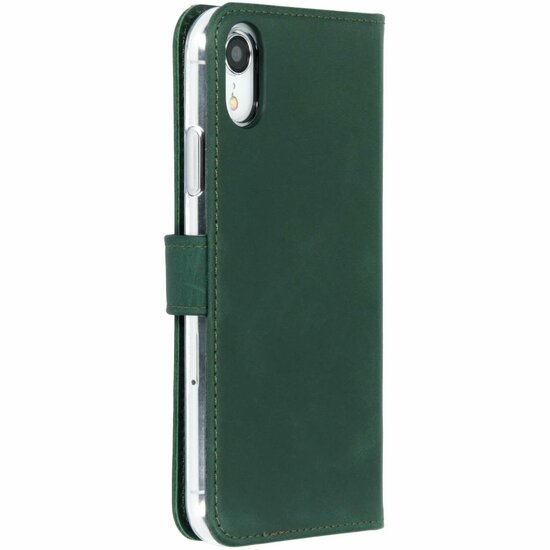 Selencia - Genuine Leather Bookcase voor Apple iPhone Xr - Green