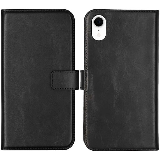 Selencia - Genuine Leather Bookcase voor Apple iPhone Xr - Black