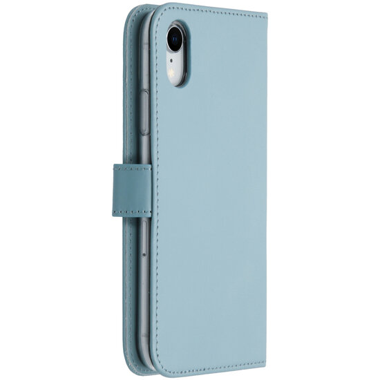 Selencia - Genuine Leather Bookcase voor Apple iPhone Xr - Air Blue