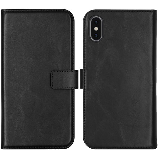 Selencia - Genuine Leather Bookcase voor Apple iPhone X / Xs - Black
