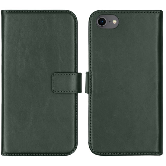 Selencia - Genuine Leather Bookcase voor Apple iPhone SE (2022 / 2020) / 8 / 7 / 6(s) - Green