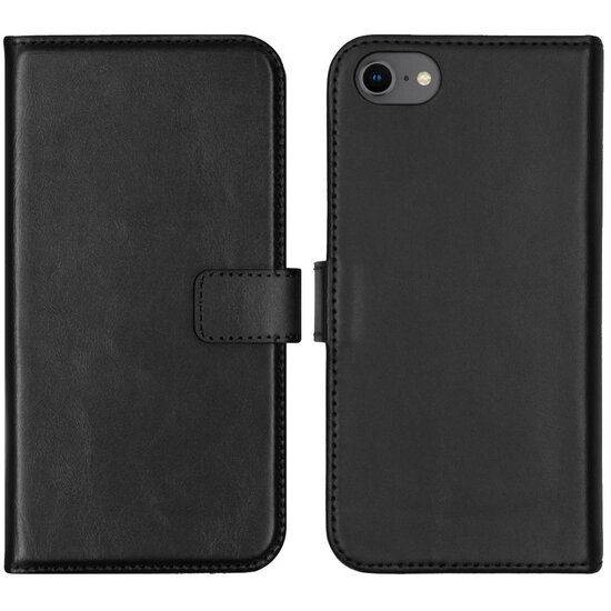 Selencia - Genuine Leather Bookcase voor Apple iPhone SE (2022 / 2020) / 8 / 7 / 6(s) - Black
