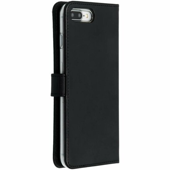 Selencia - Genuine Leather Bookcase voor Apple iPhone 8 Plus / 7 Plus - Black