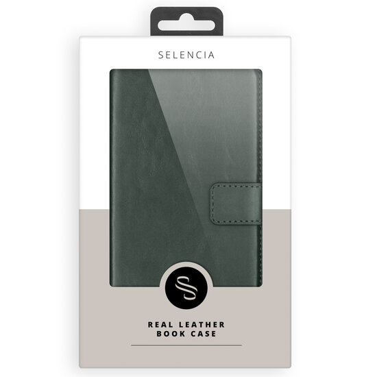 Selencia - Genuine Leather Bookcase voor Apple iPhone 17 Pro Max - Green
