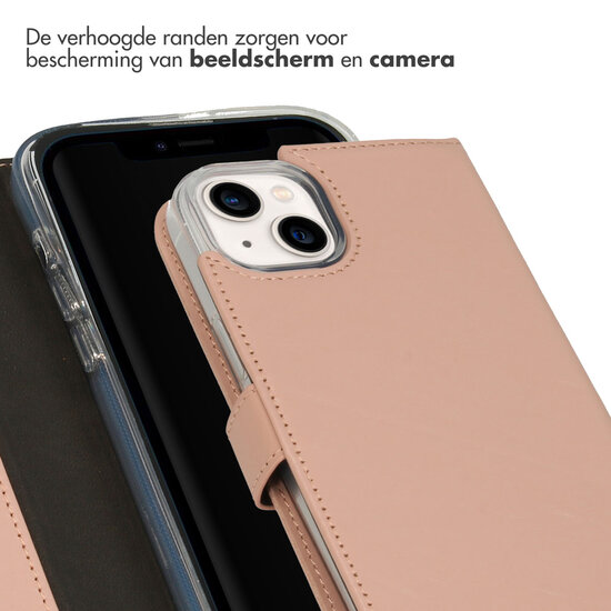 Selencia - Genuine Leather Bookcase voor Apple iPhone 14 Plus - Dusty Pink