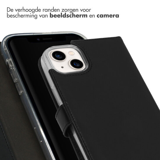 Selencia - Genuine Leather Bookcase voor Apple iPhone 14 Plus - Black