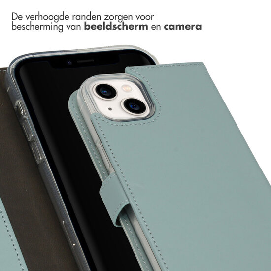 Selencia - Genuine Leather Bookcase voor Apple iPhone 14 Plus - Air Blue