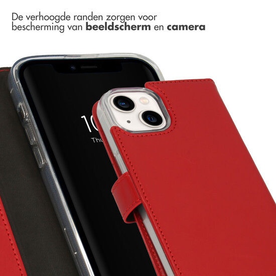 Selencia - Genuine Leather Bookcase voor Apple iPhone 14 - Red