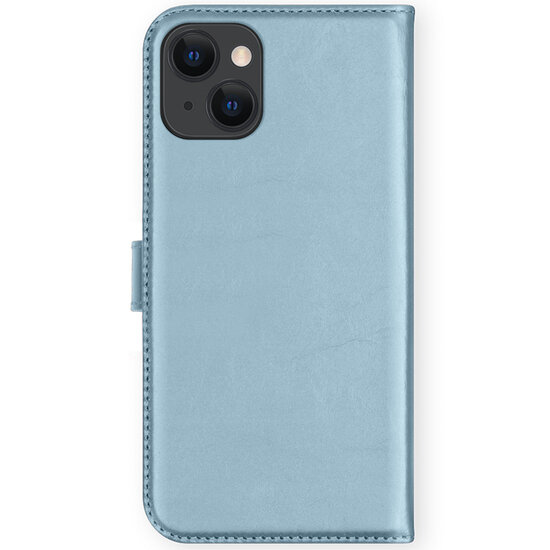 Selencia - Genuine Leather Bookcase voor Apple iPhone 13 Mini - Light Blue