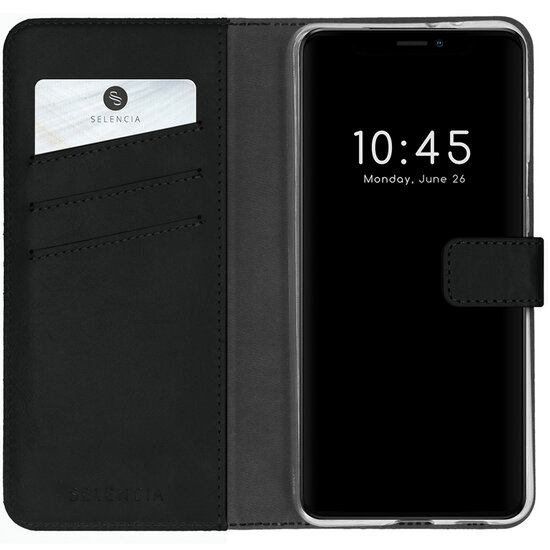 Selencia - Genuine Leather Bookcase voor Apple iPhone 13 Mini - Black
