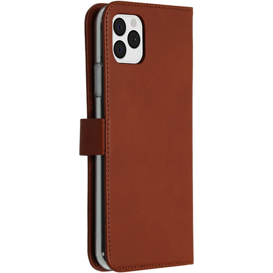 Selencia - Genuine Leather Bookcase voor Apple iPhone 11 Pro Max - Light Brown