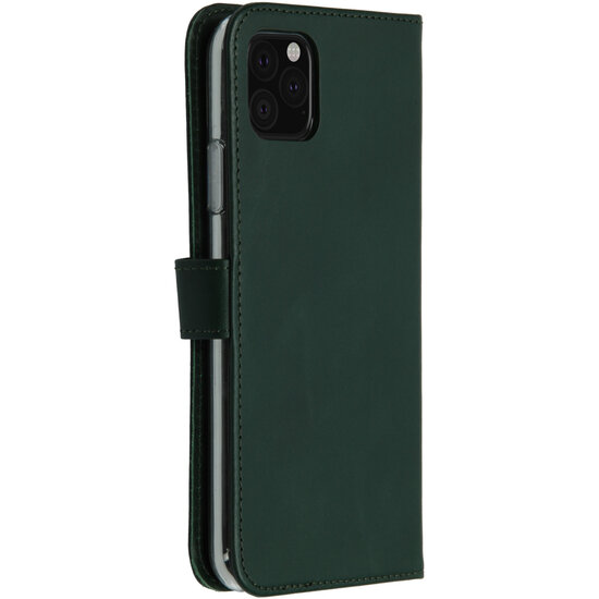 Selencia - Genuine Leather Bookcase voor Apple iPhone 11 Pro Max - Green
