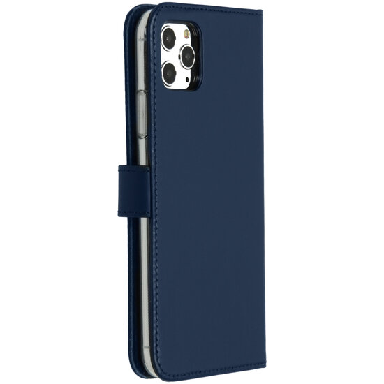 Selencia - Genuine Leather Bookcase voor Apple iPhone 11 Pro Max - Blue
