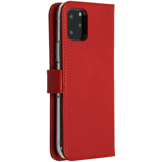 Selencia - Genuine Leather Bookcase voor Apple iPhone 11 Pro - Red