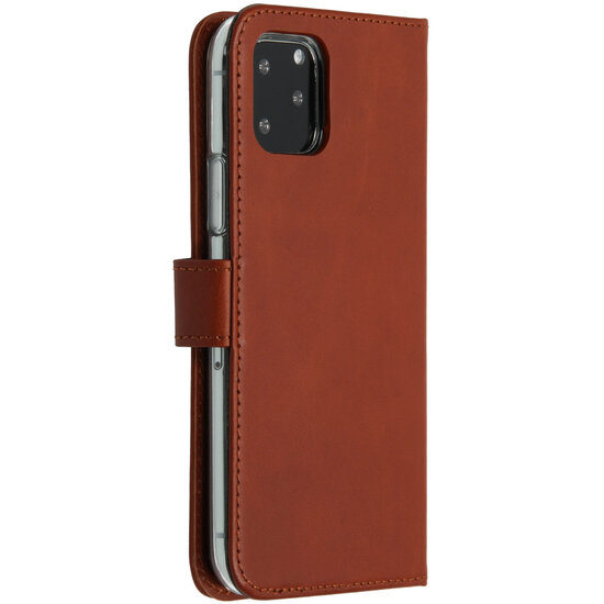 Selencia - Genuine Leather Bookcase voor Apple iPhone 11 Pro - Light Brown