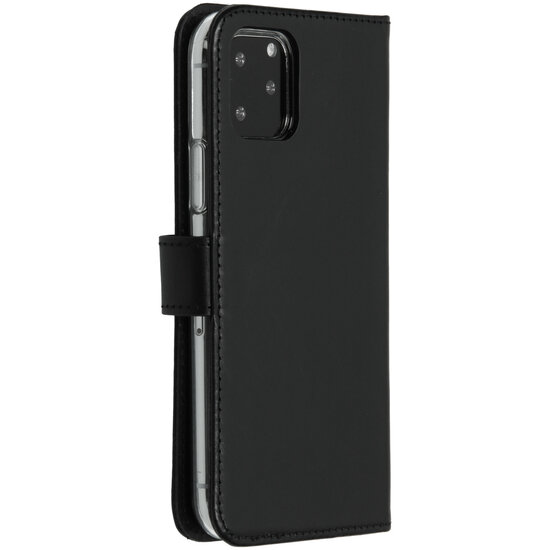 Selencia - Genuine Leather Bookcase voor Apple iPhone 11 Pro - Black