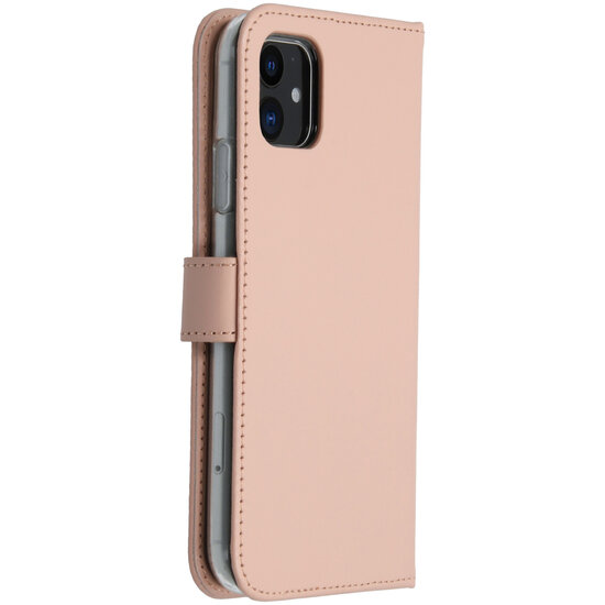 Selencia - Genuine Leather Bookcase voor Apple iPhone 11 - Dusty Pink