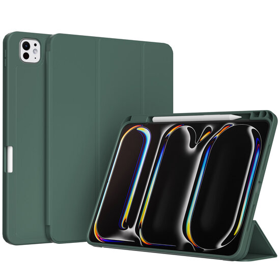 Accezz - Smart Silicone Bookcase voor Apple iPad Pro 13 (2024) M4 - Dark Green