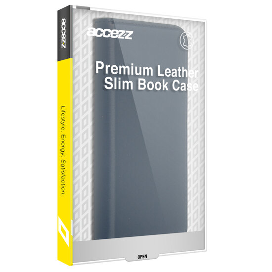 Accezz - Premium Leather Slim Bookcase voor Samsung Galaxy S22 - Dark Blue