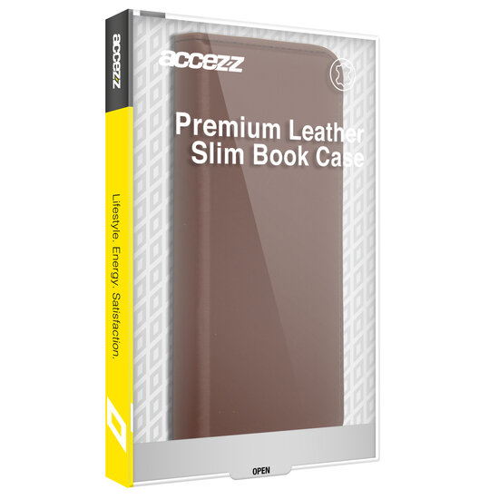 Accezz - Premium Leather Slim Bookcase voor Apple iPhone 13 Pro Max - Brown