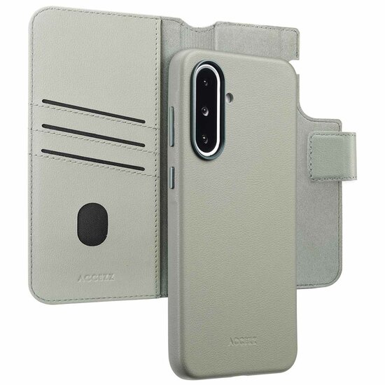 Accezz - Leather Bookcase 2-in-1 met MagSafe voor Samsung Galaxy A36 / A56 - Light Grey