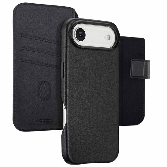 Accezz - Leather Bookcase 2-in-1 met MagSafe voor Apple iPhone Air - Onyx Black
