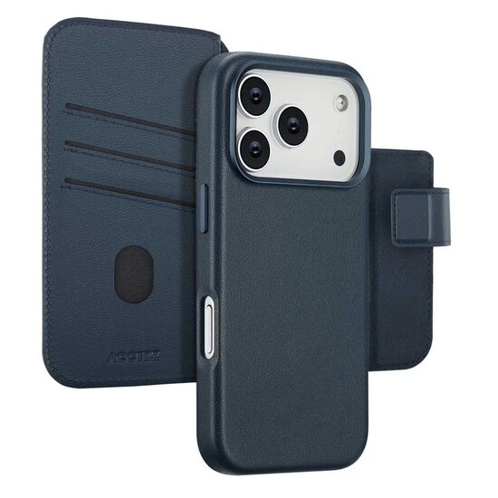 Accezz - Leather Bookcase 2-in-1 met MagSafe voor Apple iPhone 17 Pro - Nightfall Blue