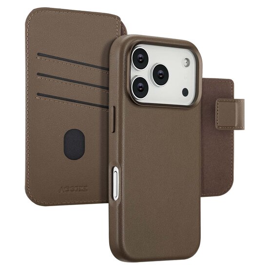 Accezz - Leather Bookcase 2-in-1 met MagSafe voor Apple iPhone 17 Pro - Coffee