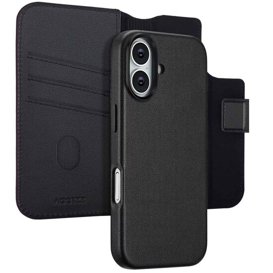 Accezz - Leather Bookcase 2-in-1 met MagSafe voor Apple iPhone 17 - Onyx Black