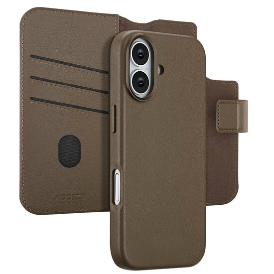 Accezz - Leather Bookcase 2-in-1 met MagSafe voor Apple iPhone 17 - Coffee