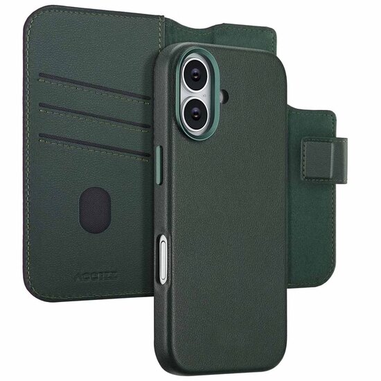 Accezz - Leather Bookcase 2-in-1 met MagSafe voor Apple iPhone 17 - Cedar Green