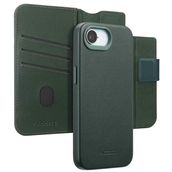 Accezz - Leather Bookcase 2-in-1 met MagSafe voor Apple iPhone 16e - Cedar Green