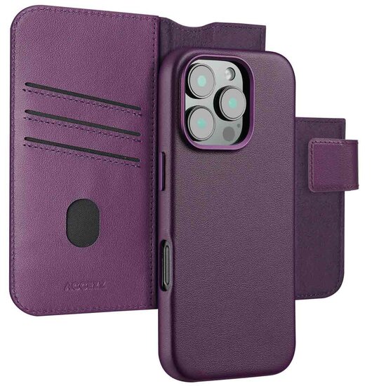 Accezz - Leather Bookcase 2-in-1 met MagSafe voor Apple iPhone 16 Pro Max - Heath Purple