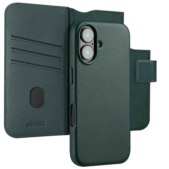 Accezz - Leather Bookcase 2-in-1 met MagSafe voor Apple iPhone 16 - Cedar Green