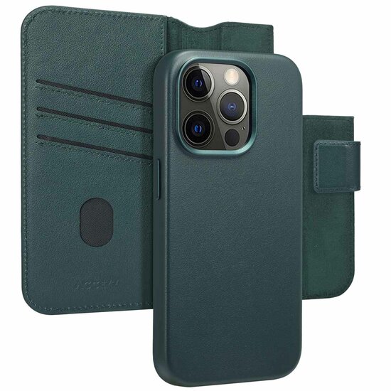 Accezz - Leather Bookcase 2-in-1 met MagSafe voor Apple iPhone 15 Pro - Cedar Green