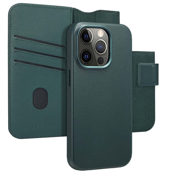 Accezz - Leather Bookcase 2-in-1 met MagSafe voor Apple iPhone 14 Pro - Cedar Green