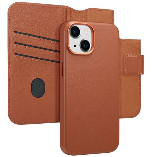 Accezz - Leather Bookcase 2-in-1 met MagSafe voor Apple iPhone 14 - Sienna Brown