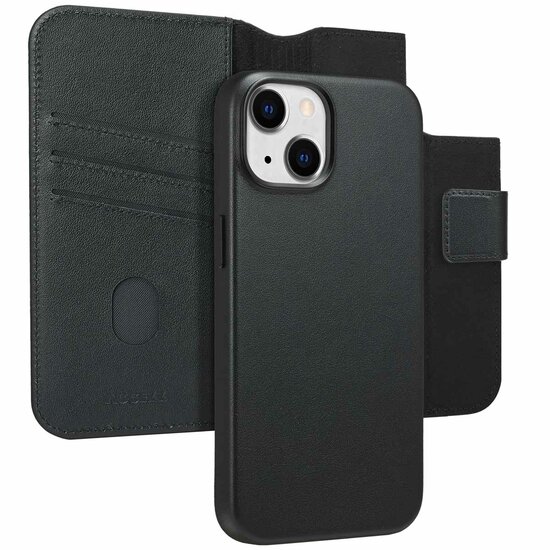 Accezz - Leather Bookcase 2-in-1 met MagSafe voor Apple iPhone 14 - Onyx Black