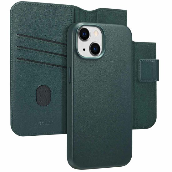 Accezz - Leather Bookcase 2-in-1 met MagSafe voor Apple iPhone 14 - Cedar Green