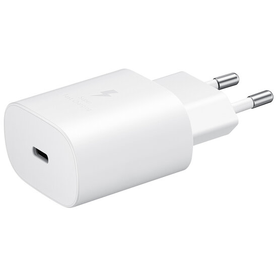 Samsung - Originele USB-C naar USB-C kabel - 1 m - 25 Watt - + Originele Fast Charging Adapter USB-C Oplader - In Fabrieksverpakking - 25 Watt - White