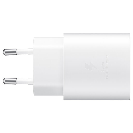 Samsung - Originele USB-C naar USB-C kabel - 1 m - 25 Watt - + Originele Fast Charging Adapter USB-C Oplader - In Fabrieksverpakking - 25 Watt - White
