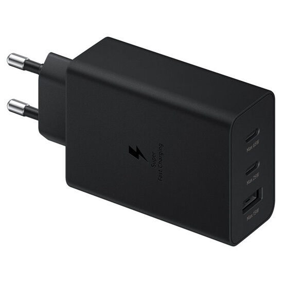 Samsung - Originele Power Adapter Trio - Oplader - 2x USB-C en 1x USB aansluiting - Fast Charge - 65W - Black