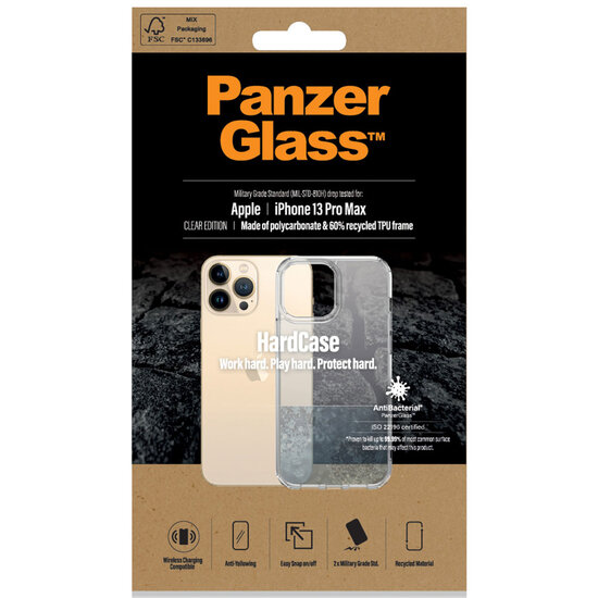 PanzerGlass - HardCase Anti-Bacterial voor Apple iPhone 13 Pro Max - Transparent