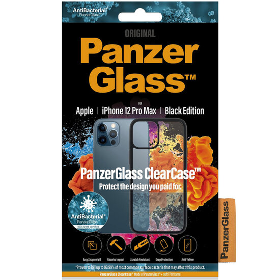 PanzerGlass - ClearCase AntiBacterial voor Apple iPhone 12 Pro Max - Black